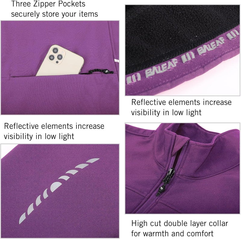 Baleaf Women's Cycling Jacket Windproof Thermal Winter Running Cold Weather Gear Waterproof Softshell Warm - Image 4